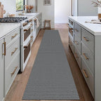 EARTHALL Woven Runner Rug 2x12 Ft Washable Runners for Hallways Extra Long Cotton Non Slip Rubber Backed Kitchen Runner Braided Indoor Floor Carpet for Entryway, Hall, Kitchen, Dark Gray