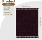 Chenille Throw Blanket for Couch with Tassels,50"X60" Soft Cozy Lightweight Knitted Boho Decorative Blankets for Bed and Sofa,Aubergine