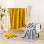 YUSOKI Sherpa Large Throw Blanket Single Layer,Light Weight(1.7lb),370GMS-3D Stylish Design for Gift Home Decor (Mustard Yellow,50"x65")