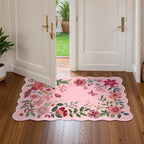 Lahome Floral Washable Entryway Rug, 2X3 Soft Kitchen Rugs Non-Slip, Ultra-Thin Door Mat Indoor Entrance Stain Resistant Boho Small Throw Carpet for Bathroom Bedroom Entry Flore, Pink