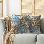 Light Brown Blue Pillow Covers 24X24 Inch Set of 2, Spring Summer Floral Dahlia Flower Cream Decorative Throw Pillow Covers Outdoor Modern Farmhouse Cushion Case for Home Couch Sofa Bed Decor