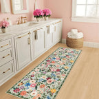 Runner Rug for Entryway: 2x6 Kitchen Rugs Non Slip Washable Ultra-Thin Soft Floral Carpet Indoor Floor Stain Resistant Carpets for Hallway Bedroom Kitchen Laundry Bathroom Dorm Green