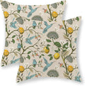 Chinoiserie Pillow Covers 20x20 Set of 2 Blue Green Bird Floral Throw Pillows Vintage Yellow Lemon Flowers Decorations Pillowcase Outdoor Chinoiserie Decor Linen Cushion Case for Couch Home