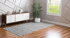 Unique Loom Chindi Jute Collection Area Rug (4' 1" x 6' 1" Rectangle, White Black)