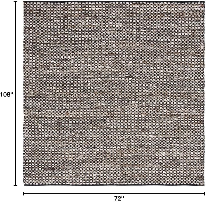 SAFAVIEH Natura Collection Area Rug - 6' x 9', Black & Ivory, Transitional Design, Ideal for High Traffic Areas in Living Room, Bedroom & Dining Room (NAT349Z-6)