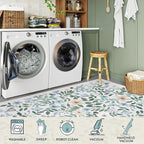 Lahome Reverie 5x7 Light Blue Rugs for Girls Room, Washable Boho Floral Rug Nursery Decor, Non-Slip Thin Carpets for Kids Bedroom, Teen Girls Retreat Nook, Dorm Room, Playroom