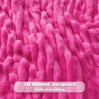 NEWCOSPLAY Super Soft Queen Blanket Hot Pink Premium Silky Flannel Fleece 3D Ribbed Jacquard Lightweight Bed Blanket All Season Use (Hot Pink Ribbed, Queen(90"x90"))