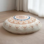 Meditation Cushion 32 Inch Round, Extra Thick Memory Foam Floor Pillow with Removable Washable Cover, Bohemian Mandala Yoga Cushion for Adults - Ideal Gift & Holiday Decor, Brown