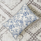 Blue Pillow Covers 12x20 Set of 2 Chinoiserie Blue and Cream Floral Throw Pillows Vintage Rustic Toile Flower Decorative Pillowcase Outdoor Chinoiserie Decor Lumbar Cushion Case for Couch Bed
