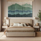 laddawan Extra Large Macrame Wall Hanging Dip-Dyed Tapestry Modern Wooden Home Wall Art For Living room Boho Handmade Wall Decor For Bedroom (Green)
