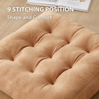 Meditation Floor Pillow Set of 4, Square Large Pillows Seating for Adults, Meditation Cushion Pillow,Tufted Corduroy Cushion for Tatami Living Room or Yoga, Coffee, 22x22 Inch