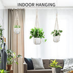 Macrame Plant Hanger - Fits 4 to 13 inches Pots for Indoor Outdoor, 35"/29"/23" Different Sizes Set, Ivory (POTS NOT Included)