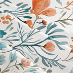 Turquoise Orange Floral Throw Pillows Covers 18x18 in Set of 2, Decorative Teal Orange Flower Square Pillowcase Pillowcovers for Couch Living Room Sofa Bedroom, Boho Cushion Covers, Spring Home Decor