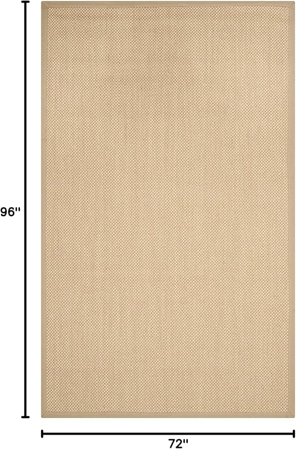 Safavieh Area Rug 6x8 - Natural Fiber Collection - Maize & Linen Color, Sisal, Woven Design with Border (NF141B)