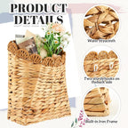 Honeydak Hanging Basket for Front Door 10.2" H Scalloped Water Hyacinth Woven Wall Mounted Organizer Handmade Storage for Flowers, Mails, Small Plants, Farmhouse, Garden, Fall Thanksgiving Decoration
