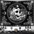 Aipon Black and White Skeleton Tapestry Bedroom Skull Mushroom Tapestries Hippie Nature Plants Floral Flower Aesthetic Tapestry Wall Hanging for Living Room Dorm (Black, 48'' × 36'')