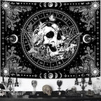 Aipon Black and White Skeleton Tapestry Bedroom Skull Mushroom Tapestries Hippie Nature Plants Floral Flower Aesthetic Tapestry Wall Hanging for Living Room Dorm (Black, 48'' × 36'')