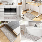 LuxStep Kitchen Mat Waterproof Kitchen Rugs for Floor Cushioned Anti-Fatigue Mat Non-Slip Standing Desk Mat Comfort Floor Mats for House Sink Office 17.3" x 60" Khaki