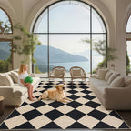 GarveeHome Checkered Easy Jute Area Rug 10x13 Machine Washable Non-Slip Stain Resistant Indoor Outdoor Rugs for Living Room, Bedroom, Kitchen, Dining, Patio Farmhouse Style Black
