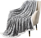 MACEVIA Sherpa Fleece Throw Blanket for Couch 3D Zebra Blanket Fuzzy Thick Warm Reversible Cozy Comfy Super Soft Blanket for Bed Sofa 490GSM - Black Zebra,50x60In