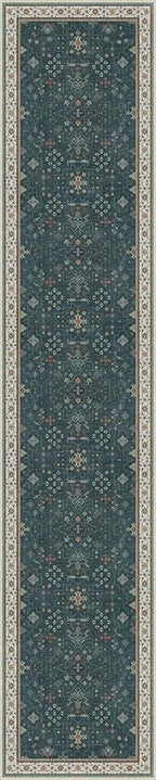 Vintage Dark Green 2x10 Hallway Runner Rug - Modern Boho Eclectic Floral Pastel, Washable Low Pile Non-Slip Extra Long Runner Rugs for Kitchen, Bedroom