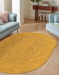 Unique Loom Braided Jute Collection Area Rug - Dhaka (3' 3" x 5' 1" Oval, Yellow)