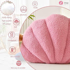 Pink Seashell Throw Pillows, Shell Shaped Throw Pillows, 13 Inch Soft Home Decorative Pillow Plush Cushion for Bed Couch Living Sofa Room Decor Accent Throw Pillow (Dusty Pink, Large-18Inch)