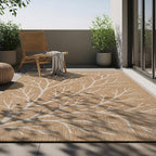 Washable Indoor Outdoor Rug 10x14 Modern Area Rugs Branch Pattern Non Shedding Waterproof Easy Clean Patio Deck Porch Living Room Bedroom Garden RV (10 X 14 Natural)