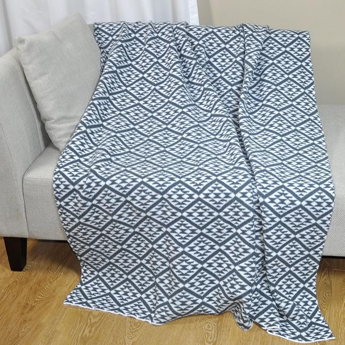 Knitted FullSize Throw Blanket - Lightweight Breathable Summer Soft Blanket of Polyester Imitation Cotton for Anti-Static,Luxury Throws for Bed, Couch and Sofa,Cozy Decorative Blankets,D3