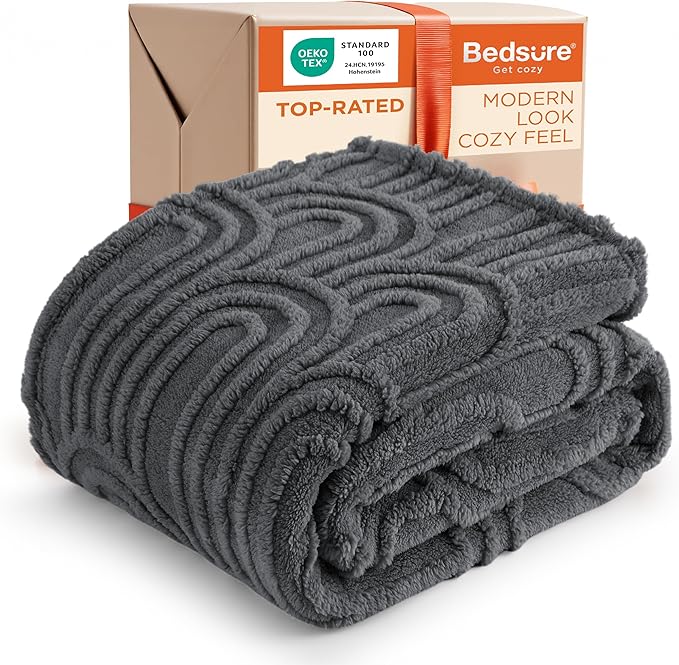 Bedsure GentleSoft Twin Blanket for Bed - Cozy Soft Blankets for Women, Cute Small Fleece Throws for Girls, Graduation Decorations Gift for Her Him School Dorm, Grey, 60x80 Inches