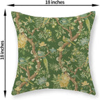 Floral Bird Pillow Covers 18x18 Set of 2 Chinoiserie Green Throw Pillow Covers Vintage Flowers Bird Decorative Pillow Cases Outdoor Chinoiserie Decor Farmhouse Cushion Case for Couch Sofa
