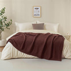 Knitted Throw Blanket 60"X80", Brown Knit Throws for Bed, Super Soft Boho Chevron Blankets for Couch Sofa Chair Room Decor, Textured Decorative Farmhouse Cozy Lightweight