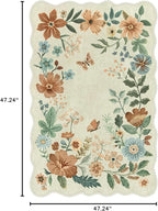 Lahome Floral Bedroom Rug,4x6 Washable Area Rugs for Living Room Dining Room, Non Slip Ultra-Thin Stain Resistant Boho Throw Carpet for ‎Office Flore (4x6ft,Beige)