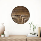 Musanpou Hand-carved Wood Wall Decor featuring Artistic Round Design for Farmhouse and Country-style Interiors | Wall Art Decoration | 11.8 inches x 11.8 inches (brown)