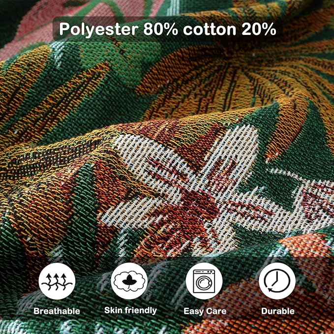 Hopstar Forest Green Throw Blanket Navajo Indian Blankets and Throws Boho Western Decor Couch Cover Blanket for Bed Sofa Living Room Beach Travel 51"x63" (Hylaea)