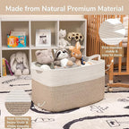 Goodpick Extra Large Woven Blanket Basket, 23.6" x 15.7" x 13.8" Storage Organizer for Blankets, Toys, Dirty Clothes, Rectangle Cotton Rope Basket for Living Room, Nursery, Bedroom