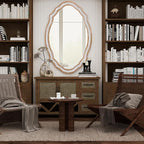 24x35 Inches Wooden Farmhouse Oval Mirror for Wall Decor, Living Room, Bedroom, Bathroom Rustic Decorative Mirrors for Entryway - Vertical or Horizontal Hanging