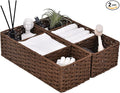StorageWorks 3-Section Wicker Baskets for Shelves, Hand-Woven Round Paper Rope Storage Baskets, Walnut, 2-Pack