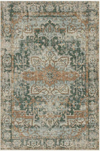 10x14 Area Rugs for Living Room Bedroom, Large Washable Rug, Green Vintage Retro Boho Rug, Non Slip & Low Pile Faux Wool Thin Carpet for Indoor Dining Room and Kids Room(Green/Brown 10x14ft)