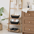StorageWorks Black Wicker Storage Basket for Organizing with Wooden Handles, Small Woven Basket for Shelf, Toilet Paper, 2-Pack