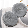 2 Pcs Round Throw Pillows 15 Inch Decorative Velvet Pleated Pumpkin Pillows Boho Floor Pillow with Center Button for Living Room Couch Chair Bed Sofa Home Decoration (Gray)