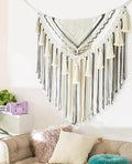 Jakalin Macrame Wall Hanging Grey Small Macrame Wall Decor Panels Handmade Wall Art Home Living Room Bedroom Decor,31" Wx 39" L
