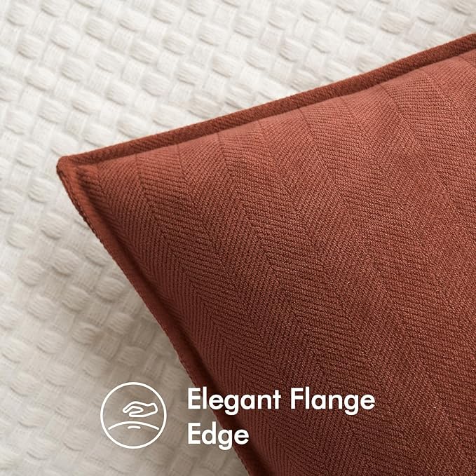 MIULEE Pack of 2 Rust Decorative Pillow Covers 26x26 Inch Chenille Luxurious Couch Throw Pillows Farmhouse Cushion Covers Euro Shams with Elegant Design for Sofa Bedroom Living Room Home Decor