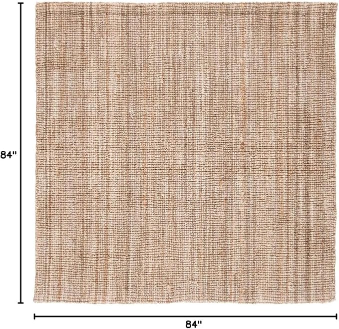SAFAVIEH Natural Fiber Collection Square Rug - 7' Square, Grey, Farmhouse Design, Ideal for High Traffic Areas in Bedroom, Dining Room & Kitchen (NF808F-7SQ)