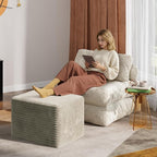 WLIVE Pouf Ottoman Foot Rest, Square Bean Bag Ottoman Coffee Table for Living Room, Greyish Beige