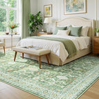 Lessymo Washable Area Rug for Living Room,8x10 Light Green Large Rugs with Non-Slip Backing,Soft Boho Carpets for Bedroom Dining Room Nursery Home Office