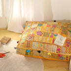 THE ART BOX Cotton Patchwork Vintage Boho Embroidered Floor Pillows & Cushion Cover Dog Pouf Seating Pouf Meditation Pillow Pet Bedding Cat Bed Boho Home Décor (35x35 Inches, Cover Only)