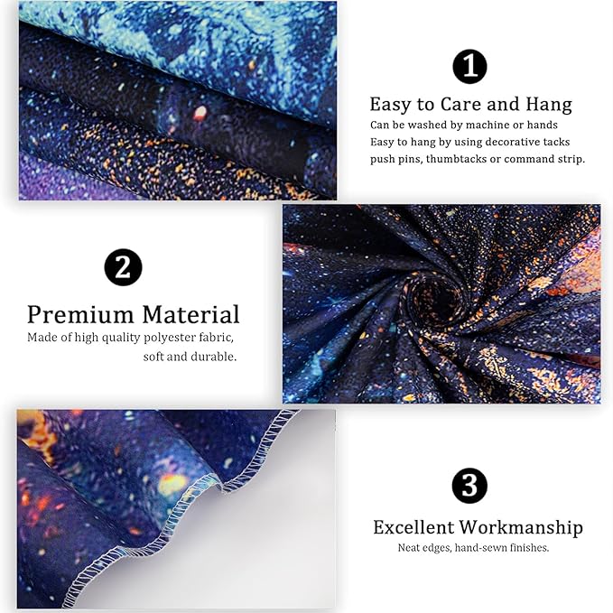Avinyl Blacklight Tree and Space Tapestry for Bedroom, Aesthetic Cool Black Light Tree of Life Tapestries for Girl, Fantasy Stars Galaxy Wall Hanging for Living Room Teen Dorm Christmas Festival Decor (60" x 79")