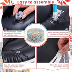 Juexica 2 Pack Outdoor/Indoor Inflatable Ottoman 21 x 9 Inch Paisley All Weather Round Footrest Stool with Handle Water Repellent Portable Footstool Pouf for Patio Garden Camping Home Deck Travel