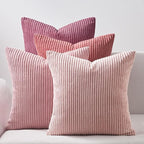 Topfinel Pink Throw Pillow Covers 16x16 Inch Set of 4,Soft Farmhouse Corduroy Decorative Cushion Cover,Square Cute Pillow Case for Gril's Bedroom Couch Sofa Living Room,Spring Series Home Decor